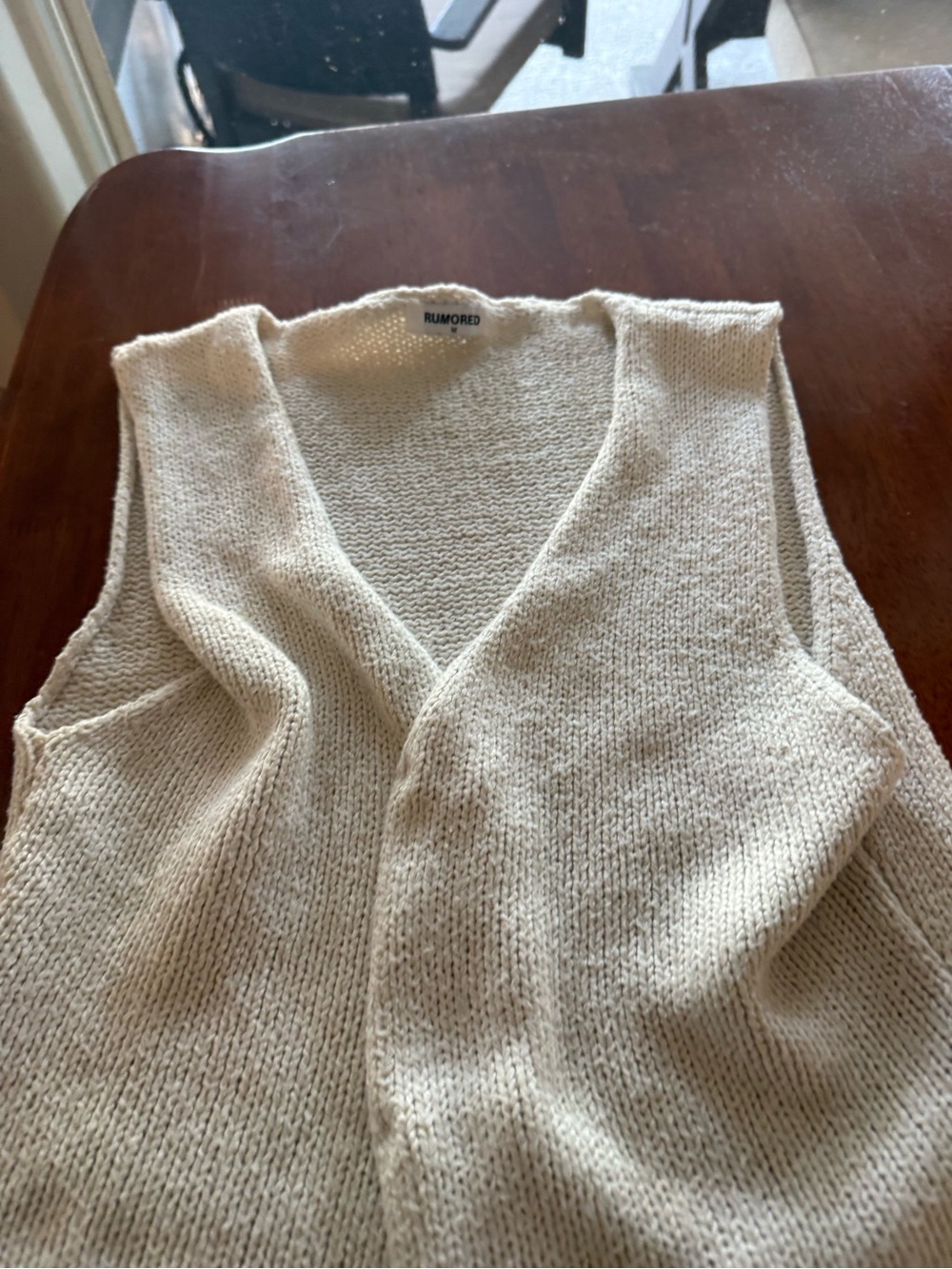 Rumored Cream V-Neck Knit Sweater Vest